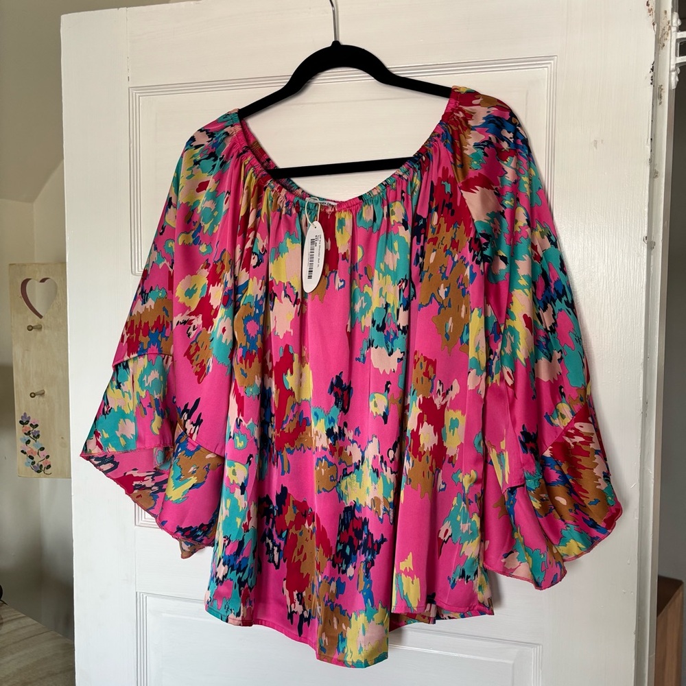 NWT Off-shoulder Relaxed Satin Blouse